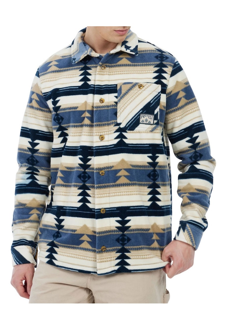 Jacheta dip fleece cu model geometric