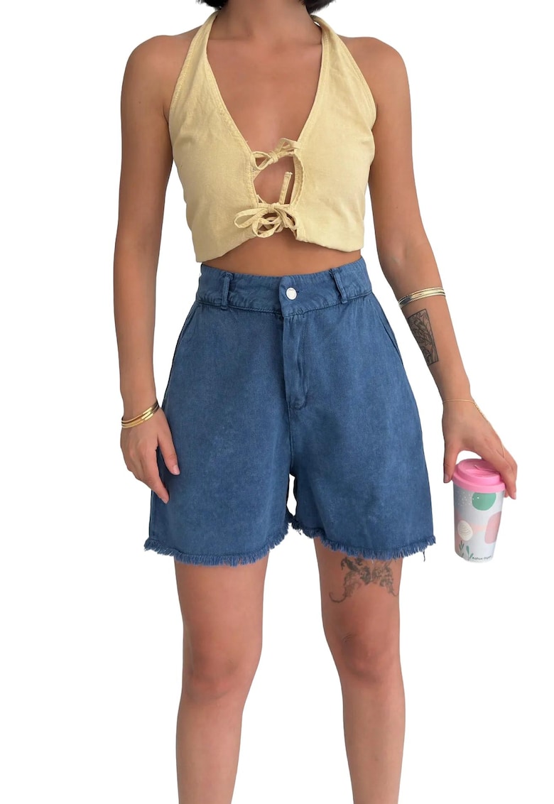 Blugi dama - Bumbac - Albastru cobalt