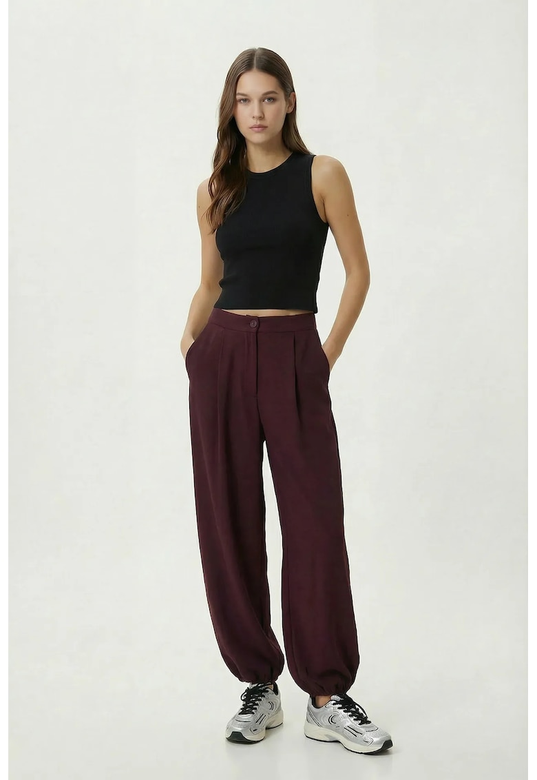 Pantaloni dama - Happiness Istanbul - Mov inchis - Talie inalta