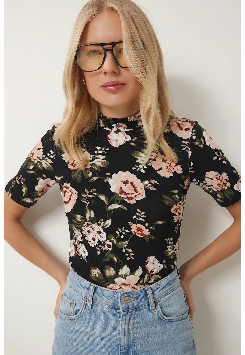 Bluza dama - Happiness Istanbul - Negru - Floral