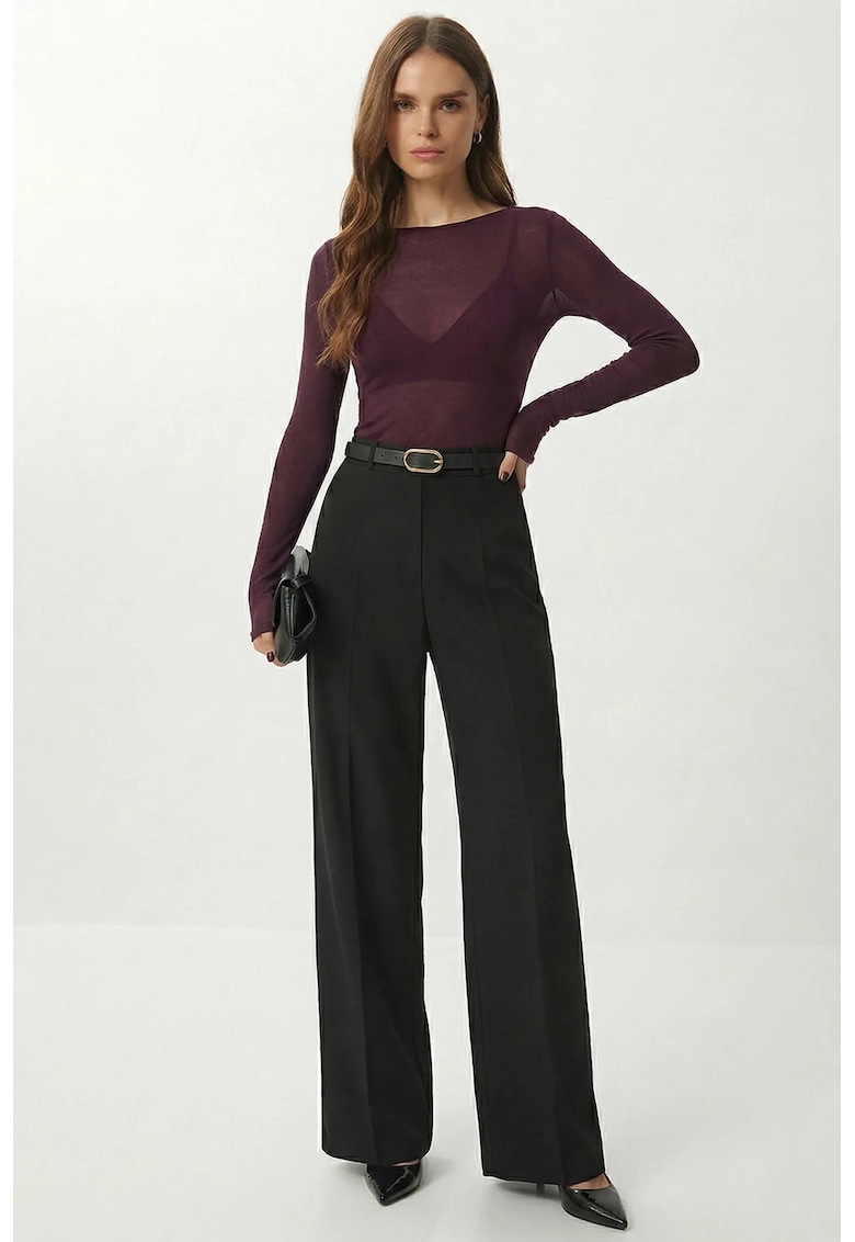 Pantaloni dama - Happiness Istanbul - Negru - Talie inalta