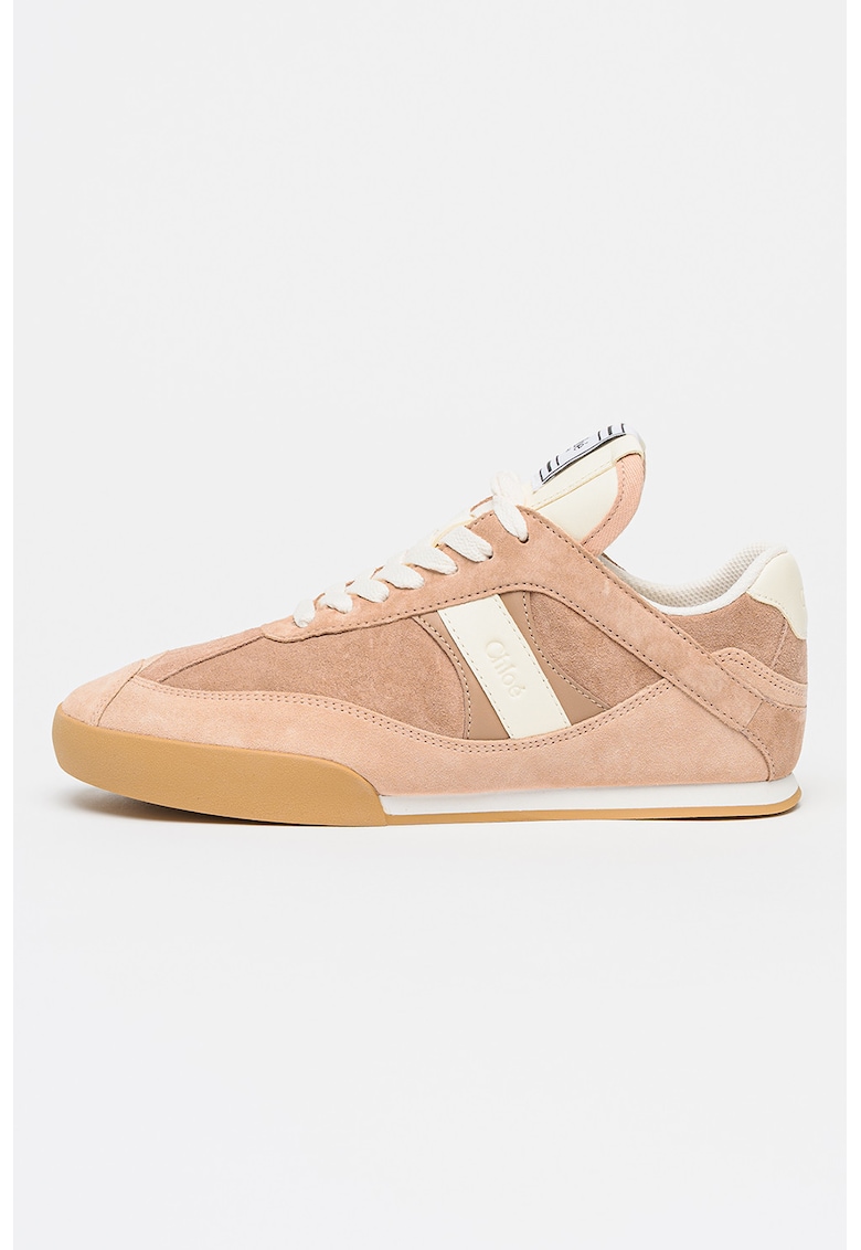 Pantofi sport Kick din piele intoarsa si piele - Roz prafuit