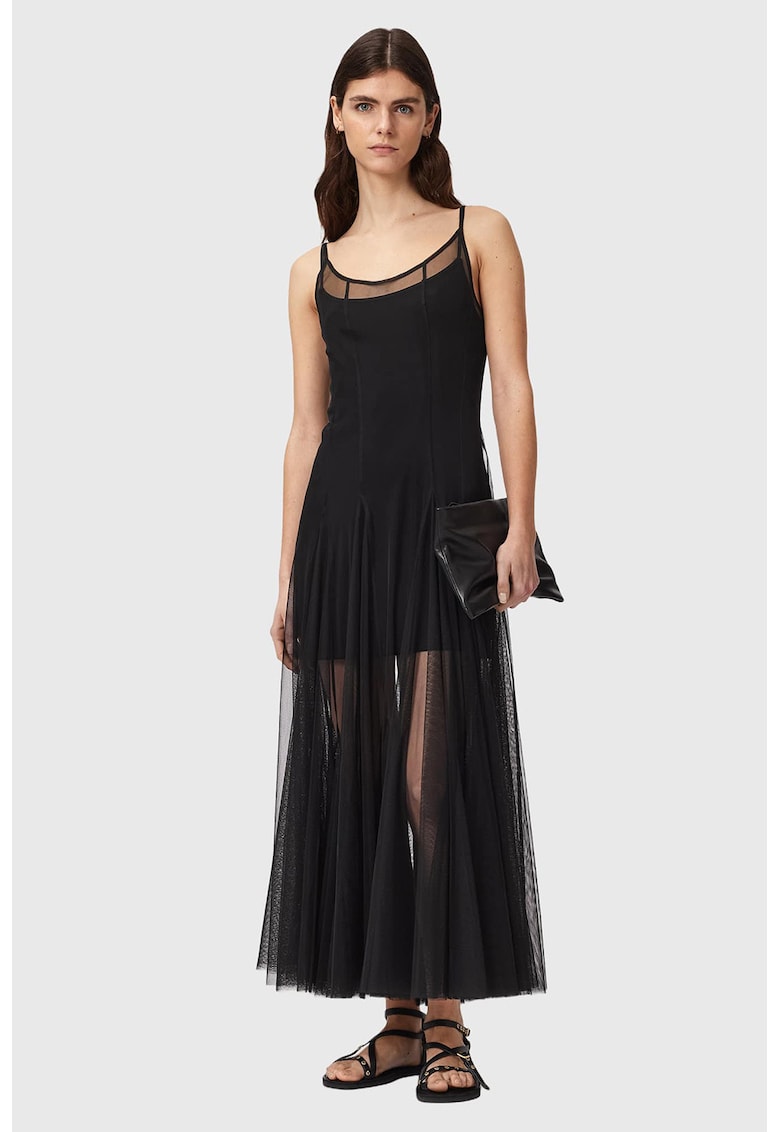 Rochie slim fit cu model 2 in 1 Harmonia - Negru