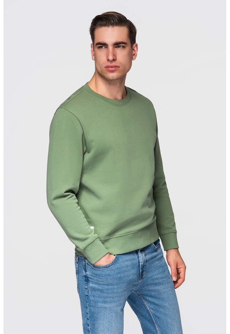 Bluza de trening din bumbac cu decolteu la baza gatului - Verde