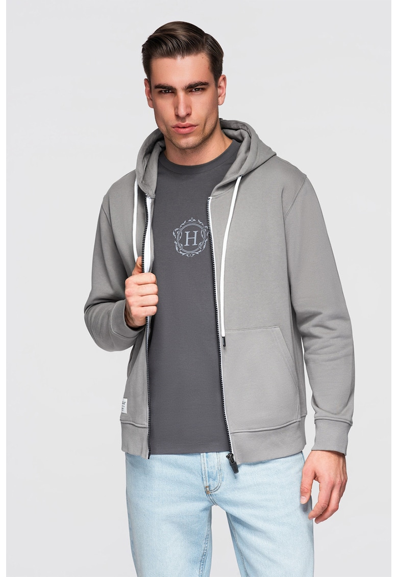 Hanorac regular fit cu buzunare - Gri