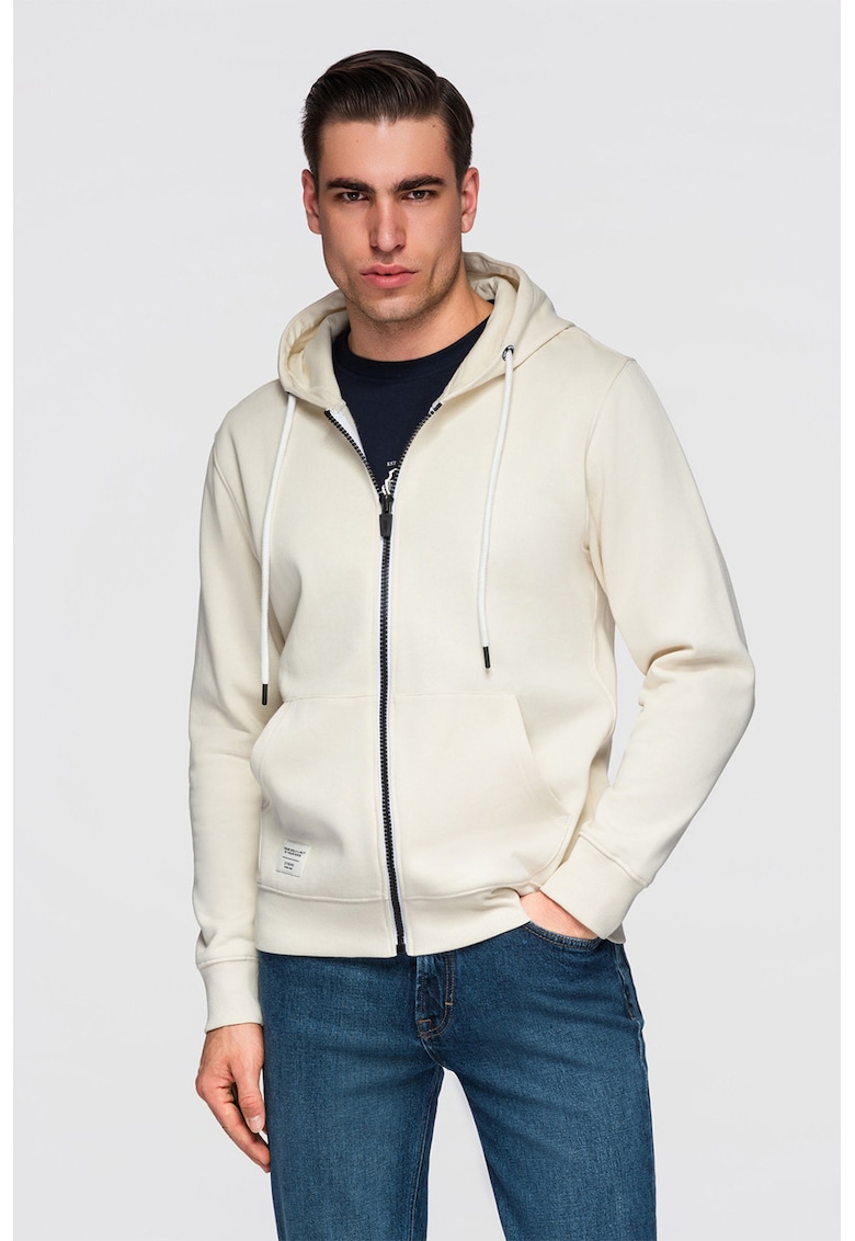 Hanorac regular fit cu buzunare - Crem