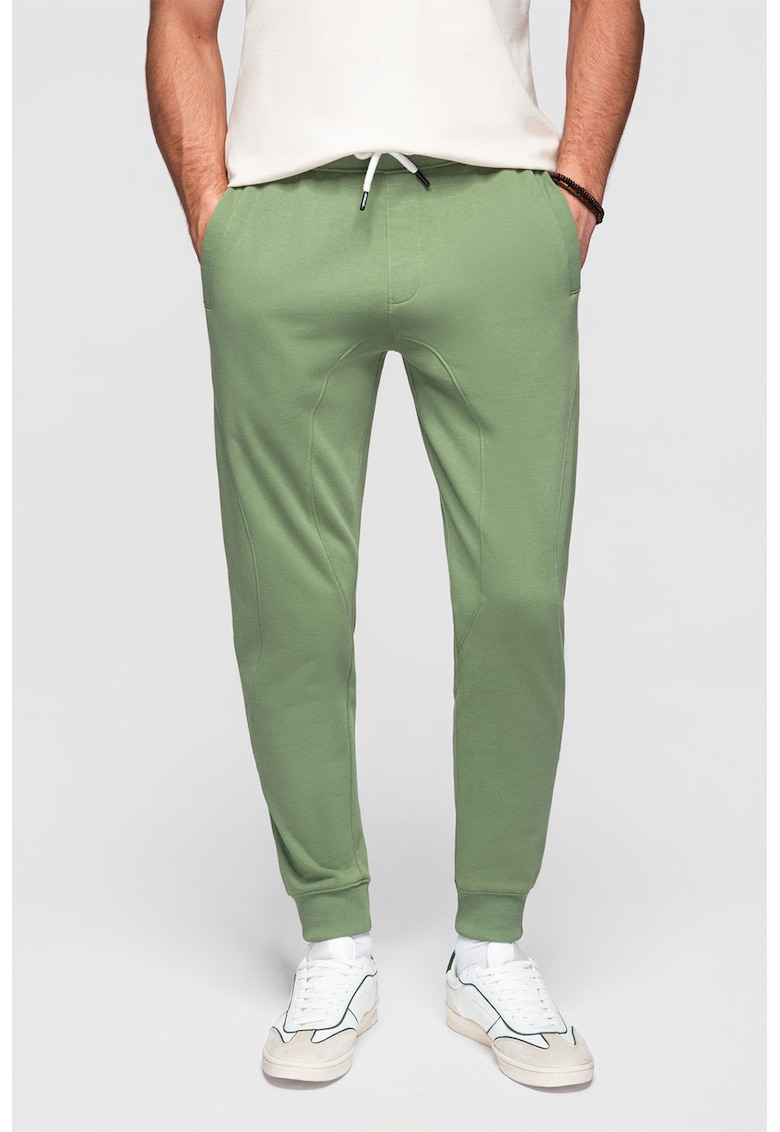 Pantaloni de trening din bumbac cu snururi de ajustare - Verde deschis