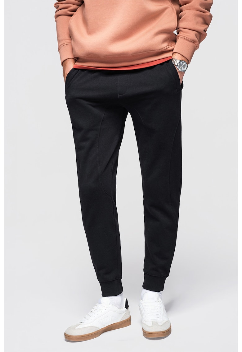 Pantaloni de trening din bumbac cu snururi de ajustare - Negru