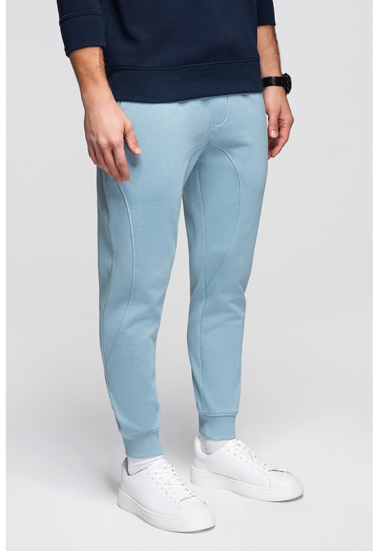 Pantaloni de trening din bumbac cu snururi de ajustare - Albastru prafuit