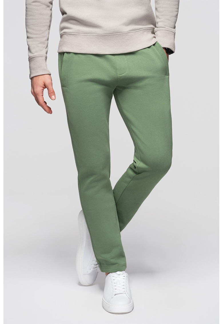 Pantaloni de trening din bumbac cu croiala conica Pabs - Verde