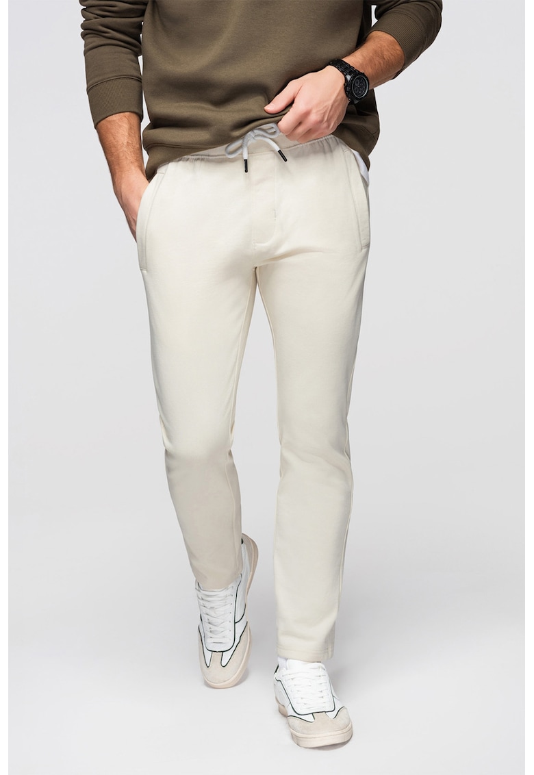 Pantaloni de trening din bumbac cu croiala conica Pabs - Crem