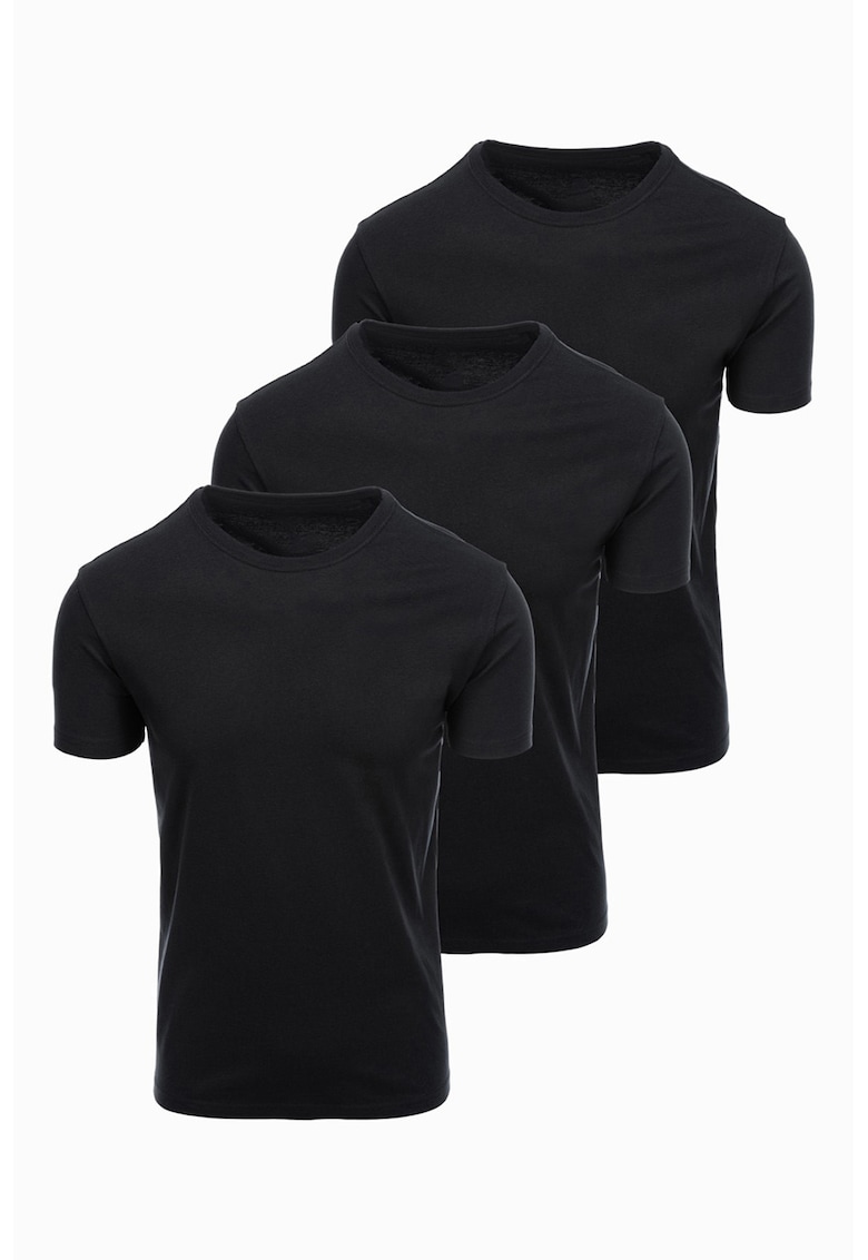 Set de tricouri regular fit din bumbac - 3 piese - Negru