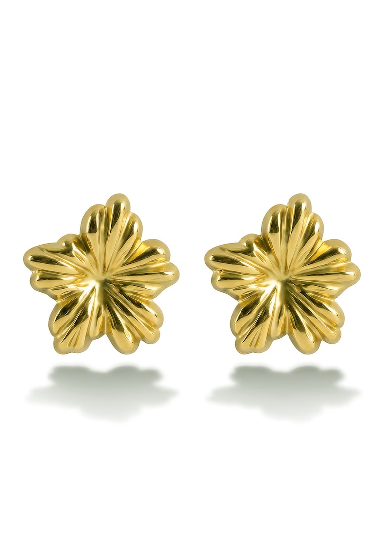 Cercei in forma de floare placati cu aur de 18K - Auriu