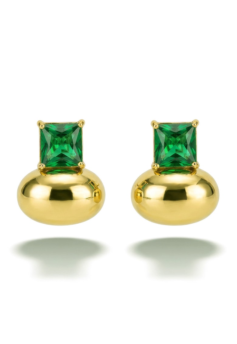 Cercei placati cu aur de 18K decorati cu zirconia - Auriu/Verde aquamarin