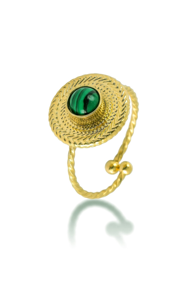 Inel placat cu aur de 18K - Auriu/Verde aquamarin