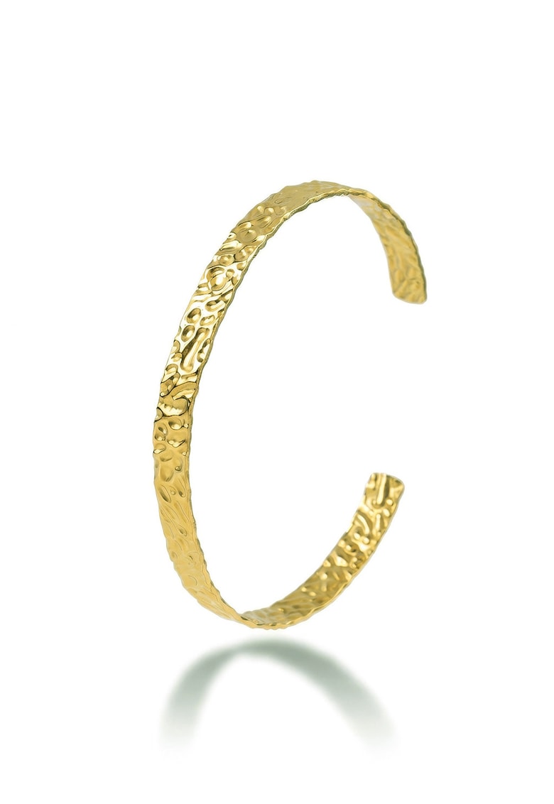 Bratara rotunda placata cu aur de 18K si aspect texturat - Auriu