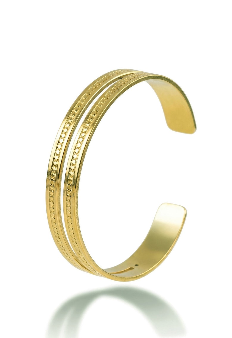 Bratara rotunda placata cu aur de 18K - cu model dublu - Auriu
