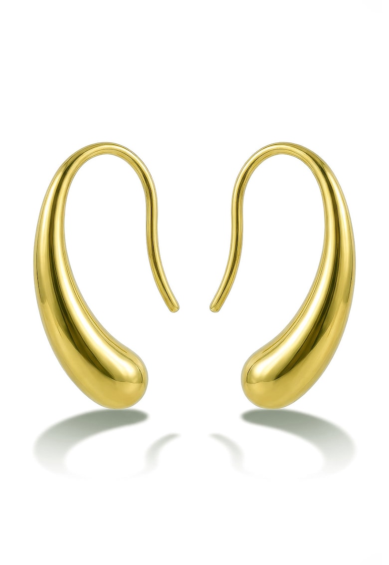 Cercei placati cu aur de 18K - cu design lacrima - Auriu