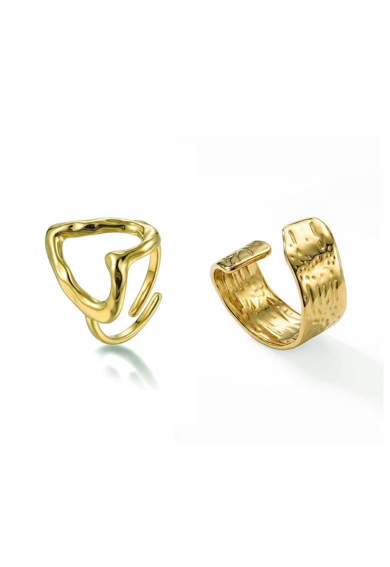 Set de 2 inele placate cu aur de 18K - Auriu