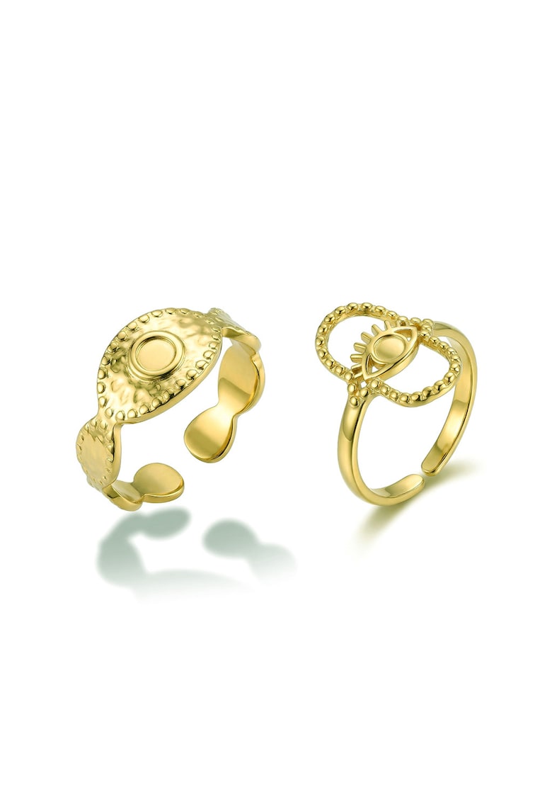 Set de 2 inele placate cu aur de 18K - Auriu