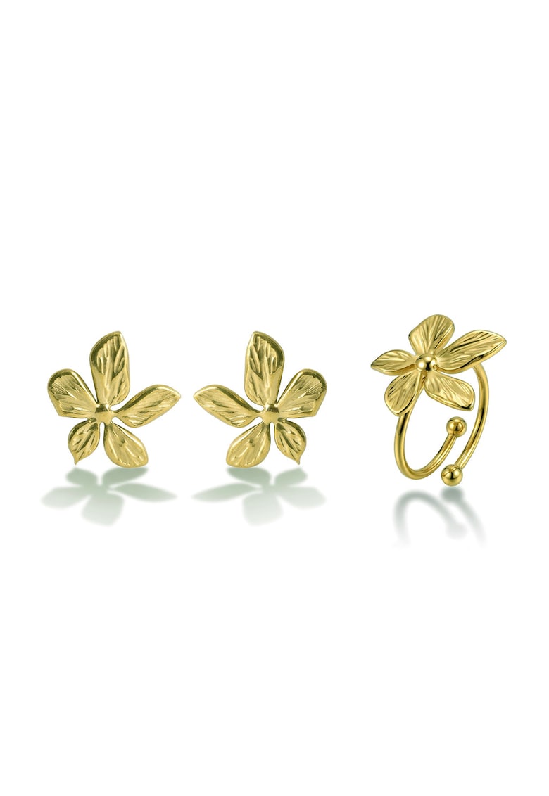 Set de inel si cercei placati cu aur de 18K - Auriu