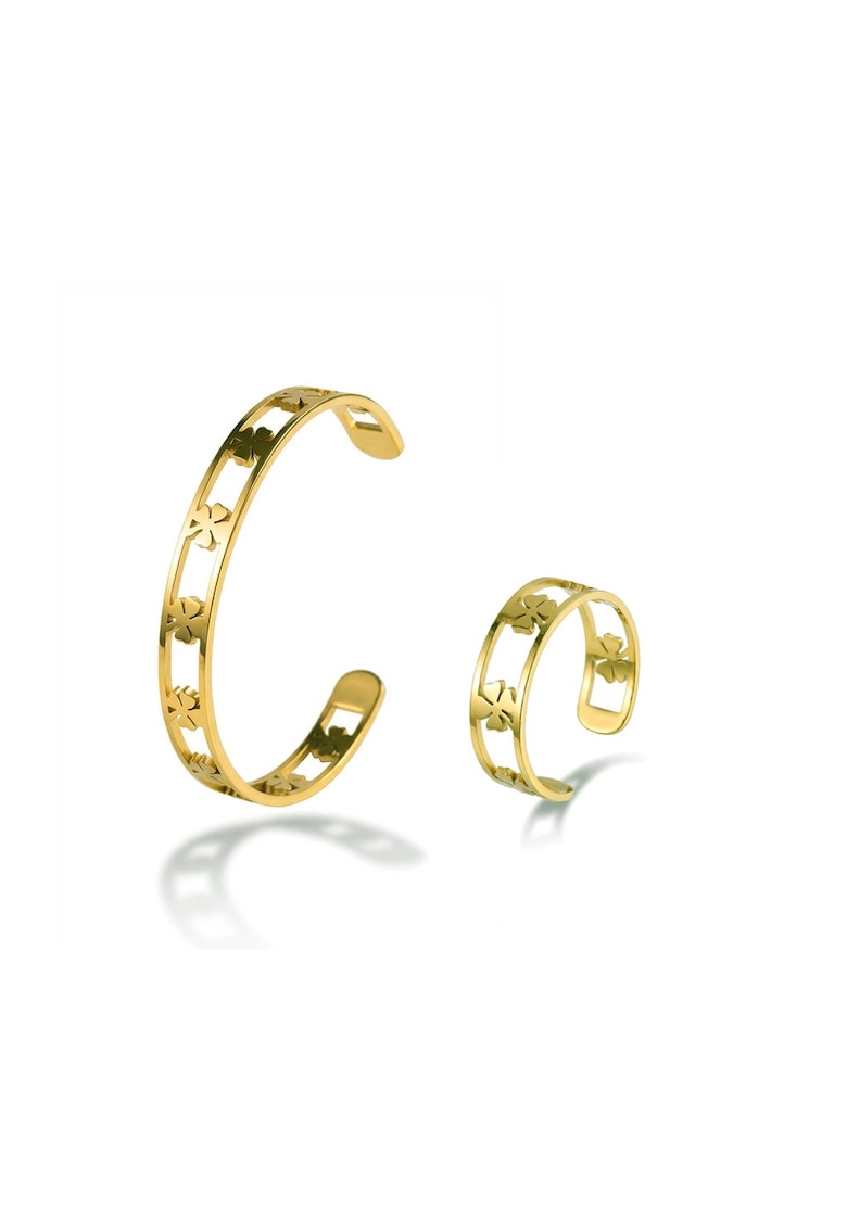 Set de bratara si inel placat cu aur de 18K - Auriu