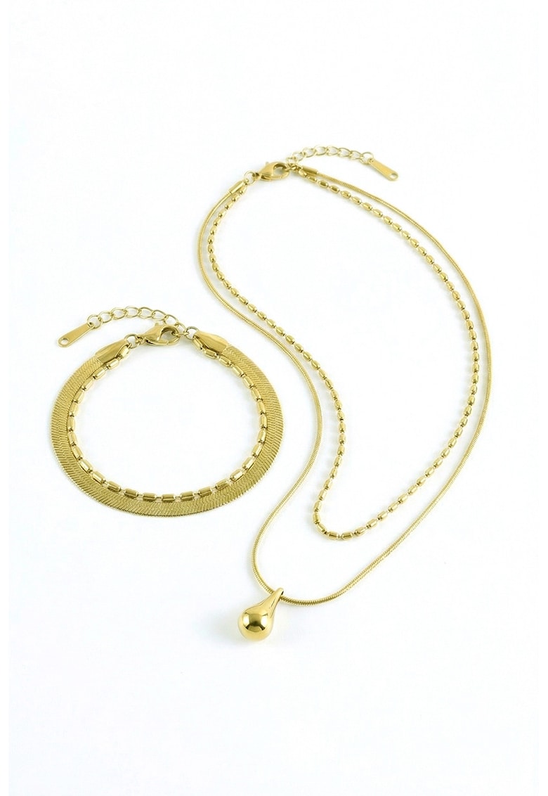 Set de colier si bratara placat cu aur de 18K - Auriu