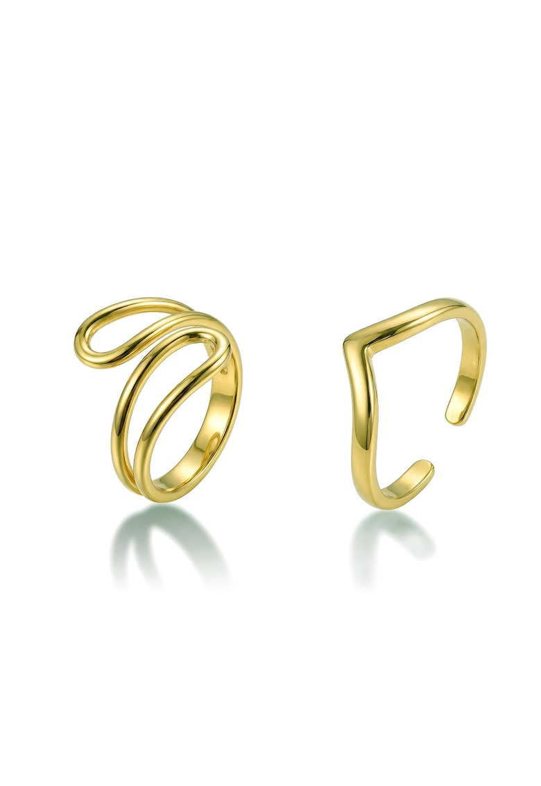 Set de inele placat cu aur de 18K - 2 piese - Auriu