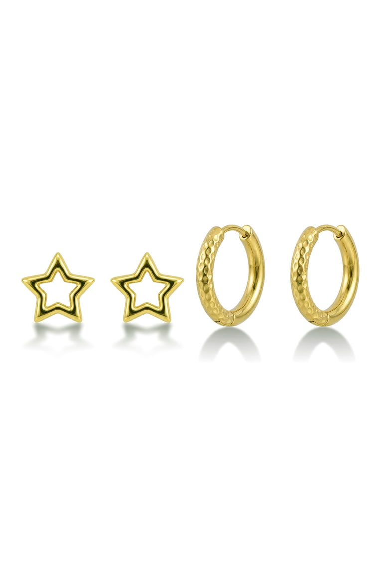 Set de cercei placat cu aur de 18K - 2 perechi - Auriu