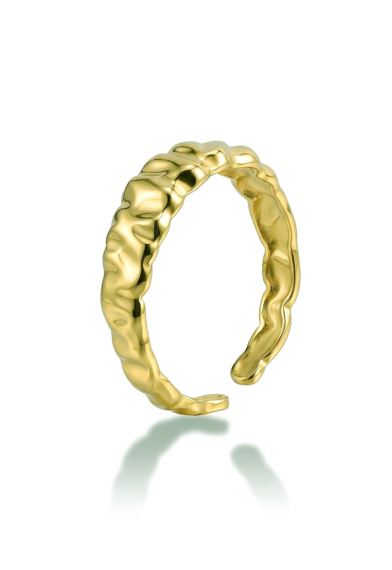 Inel ajustabil placat cu aur de 18K - cu aspect texturat - Auriu