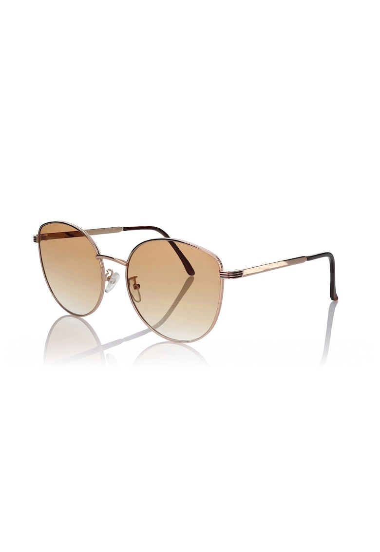 Ochelari de soare butterfly cu rama metalica - Auriu/Maro pamantiu