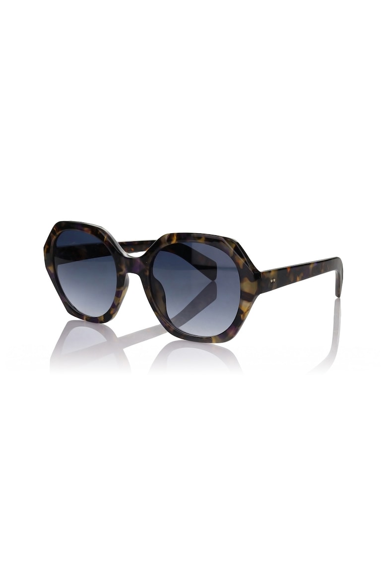 Ochelari de soare rotunzi cu model unisex - Negru
