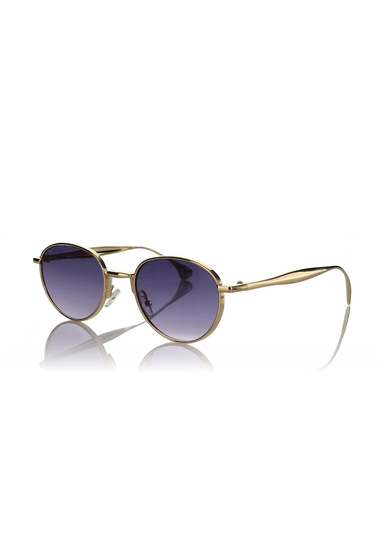 Ochelari de soare rotunzi cu rame metalice si model unisex - Auriu