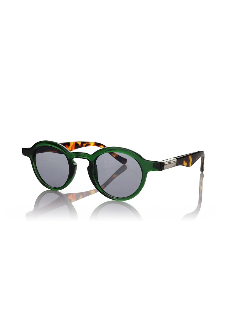 Ochelari de soare cu lentile rotunde - Negru/Verde pal/Argintiu