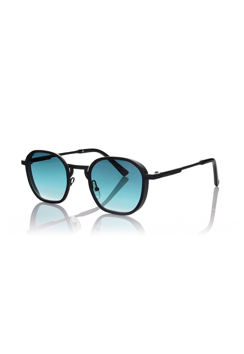Ochelari de soare rotunzi cu model unisex - Negru