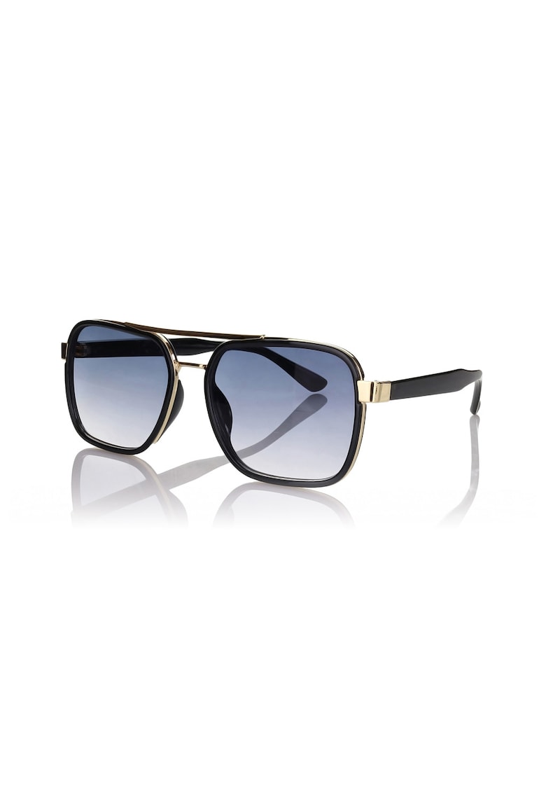 Ochelari de soare patrati cu lentile degrade si model unisex - Auriu/Negru