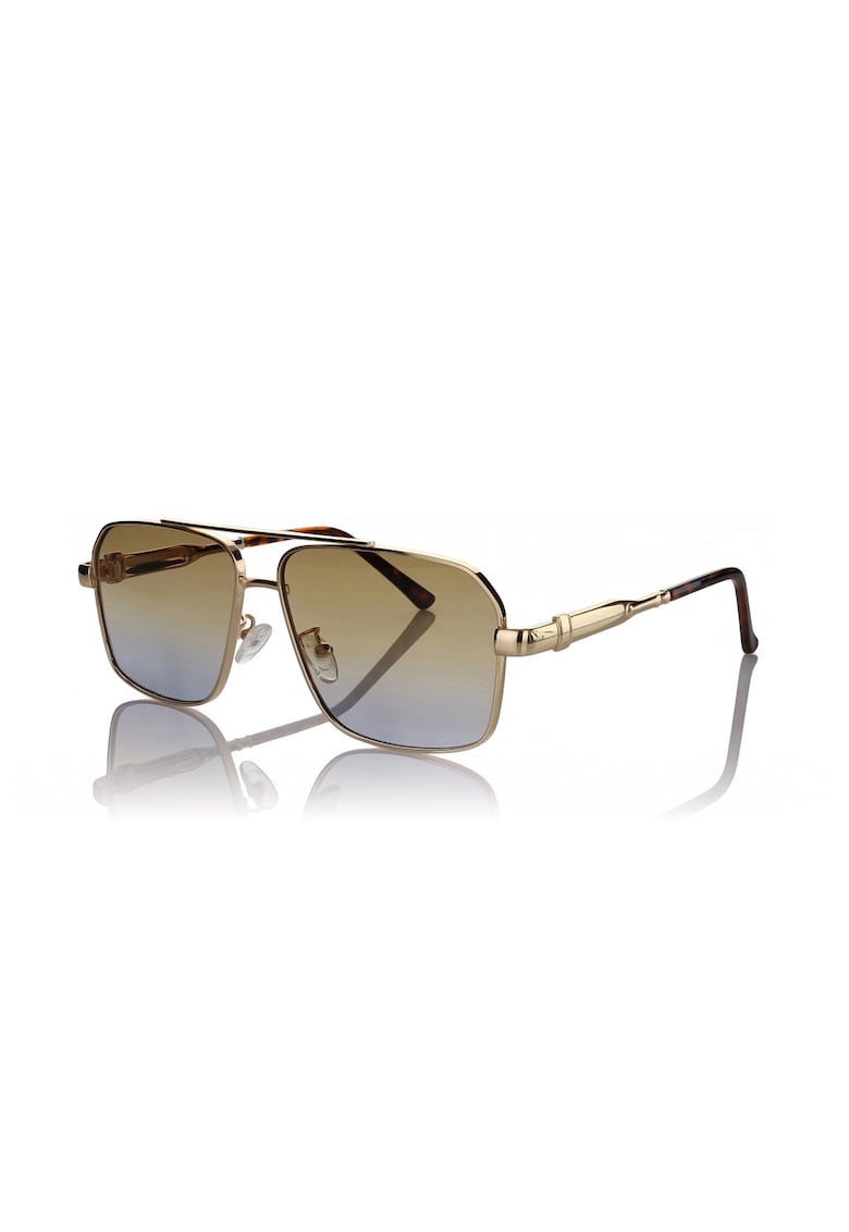 Ochelari de soare aviator cu model unisex - Auriu/Maro inchis