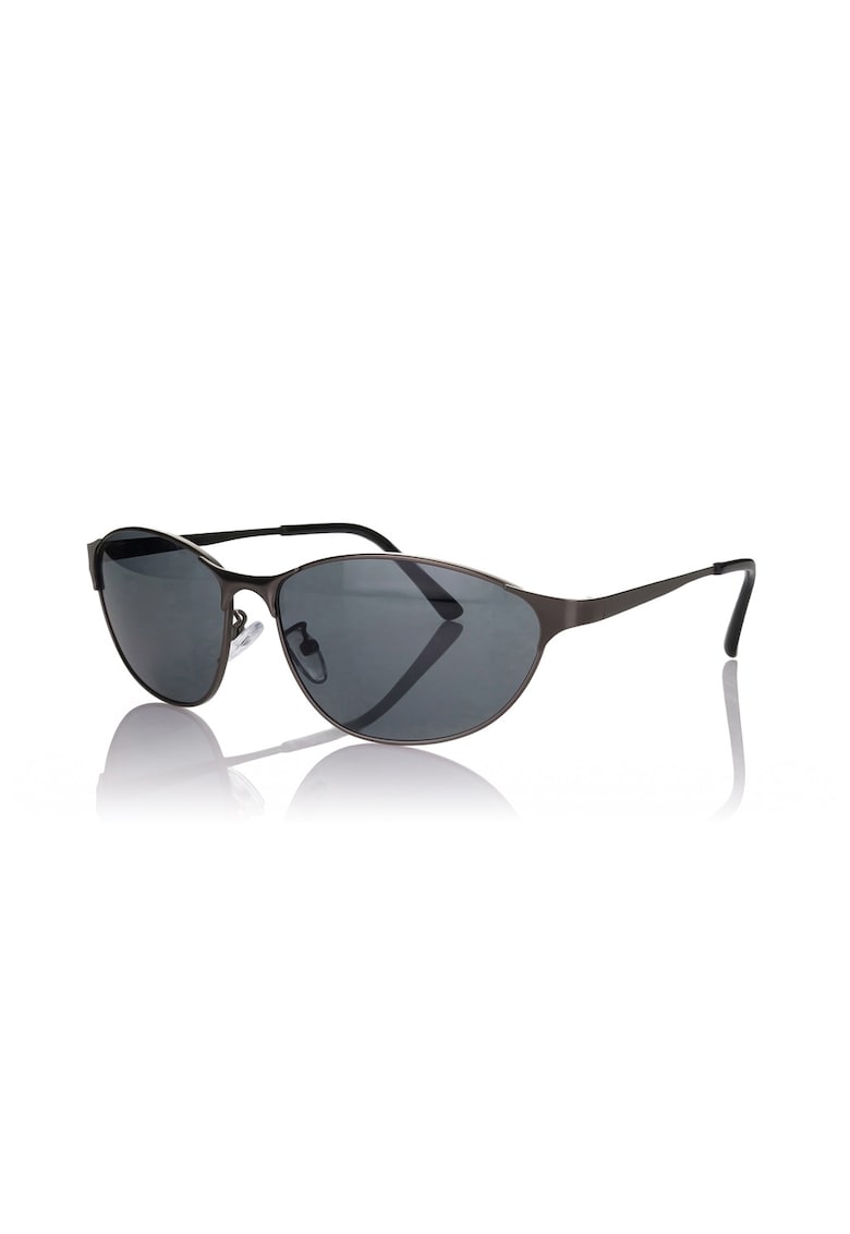 Ochelari de soare ovali cu lentile uni si model unisex - Negru