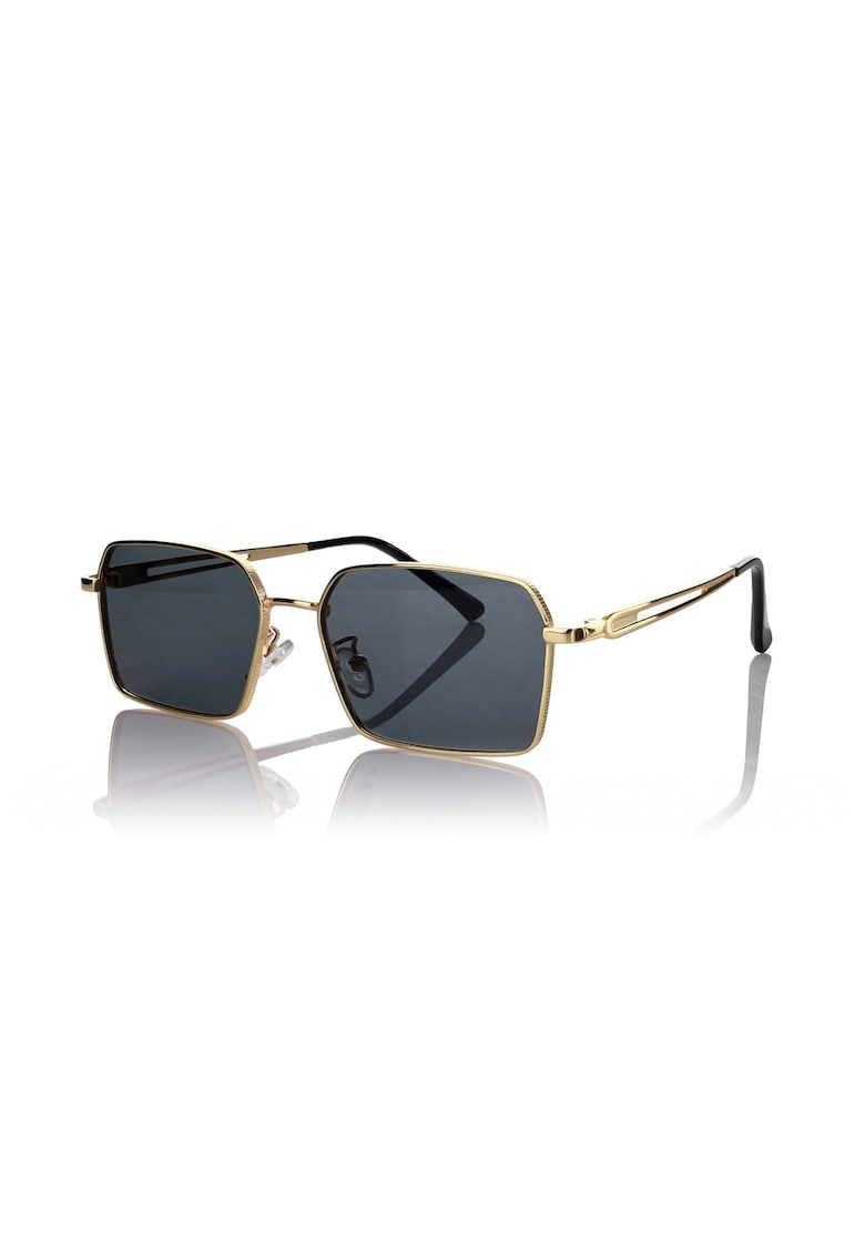 Ochelari de soare patrati cu model unisex - Auriu/Negru