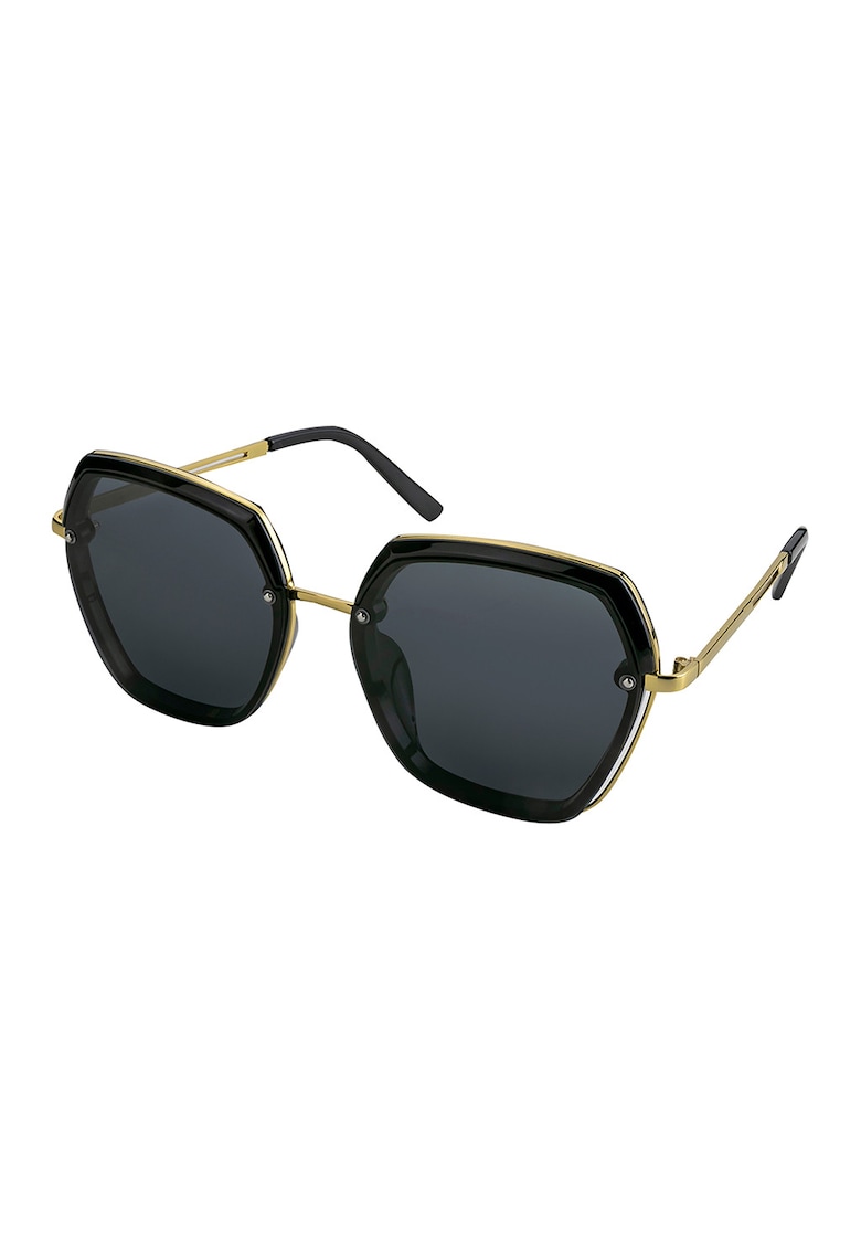 Ochelari de soare hexagonali cu lentile polarizate - Auriu/Negru