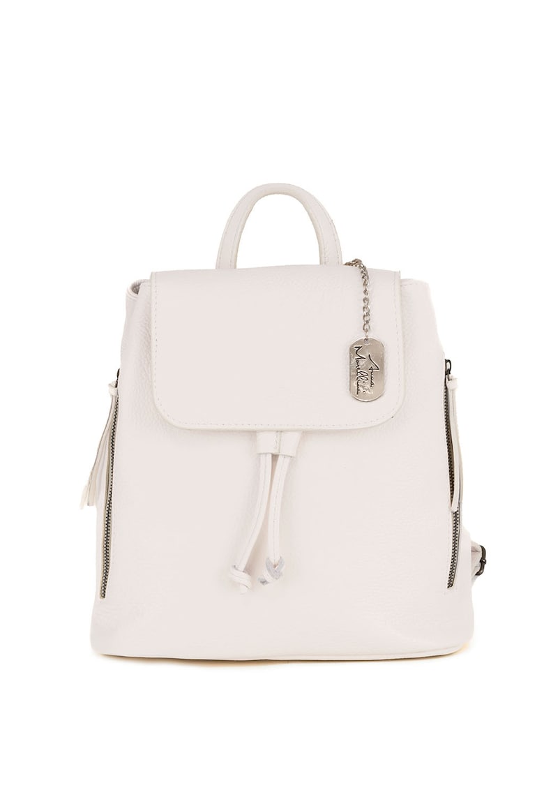 Rucsac din piele cu inchidere cu clapa Claire - Alb murdar