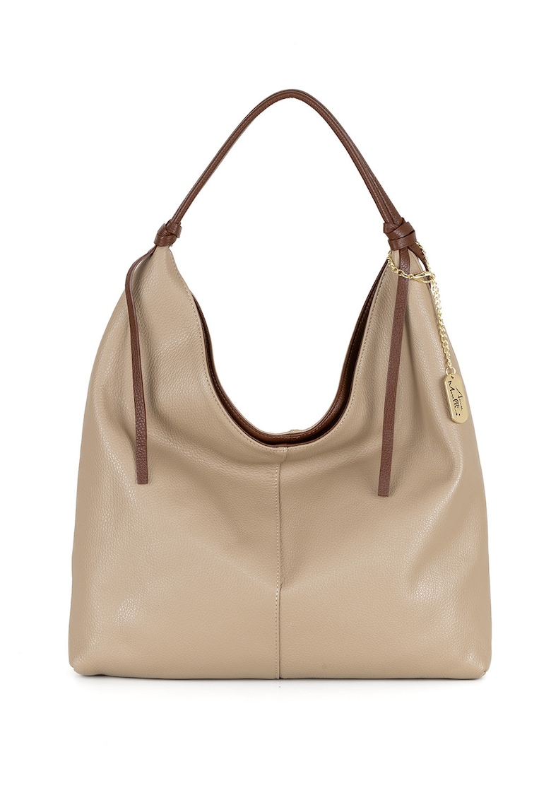 Geanta hobo din piele cu logo metalic - Maro camel