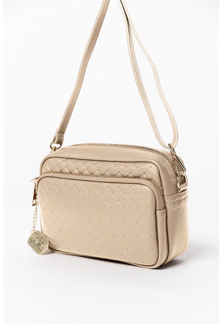 Geanta crossbody de piele Tabita - Bej sampanie