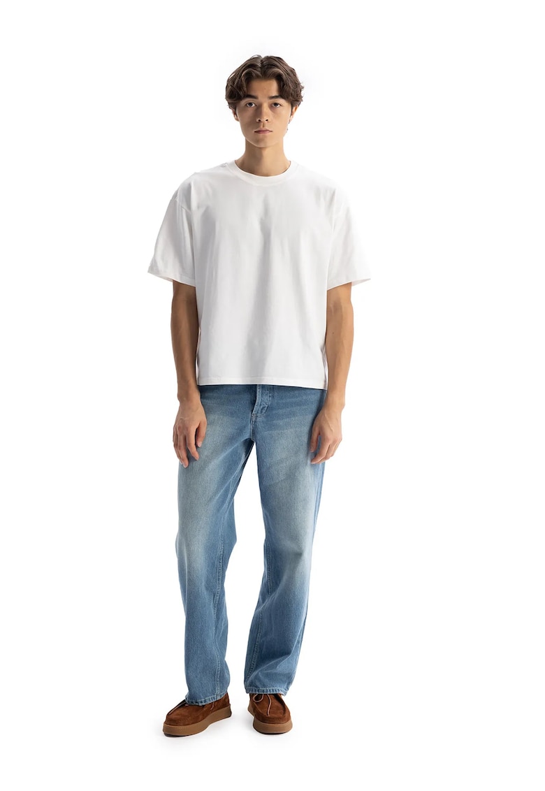 Tricou barbati - Comfort Fit - elastic - alb - 100% bumbac