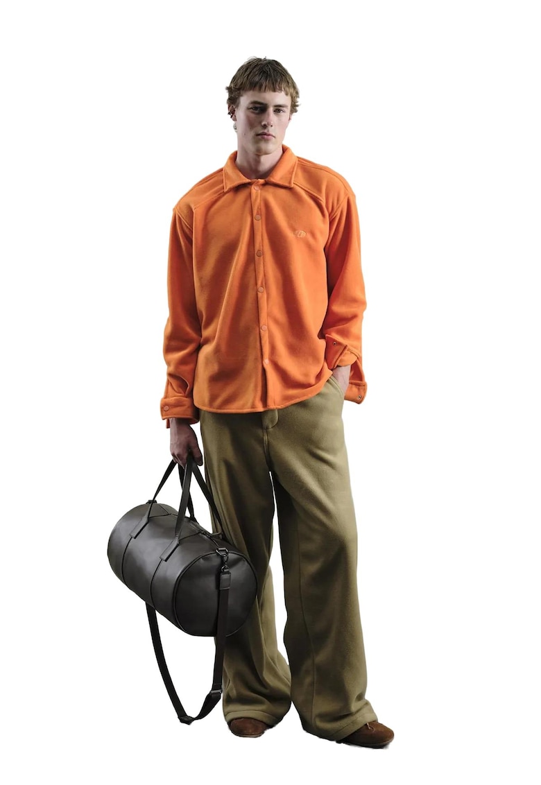 Camasa barbati - regular fit - texturata - portocalie - poliester