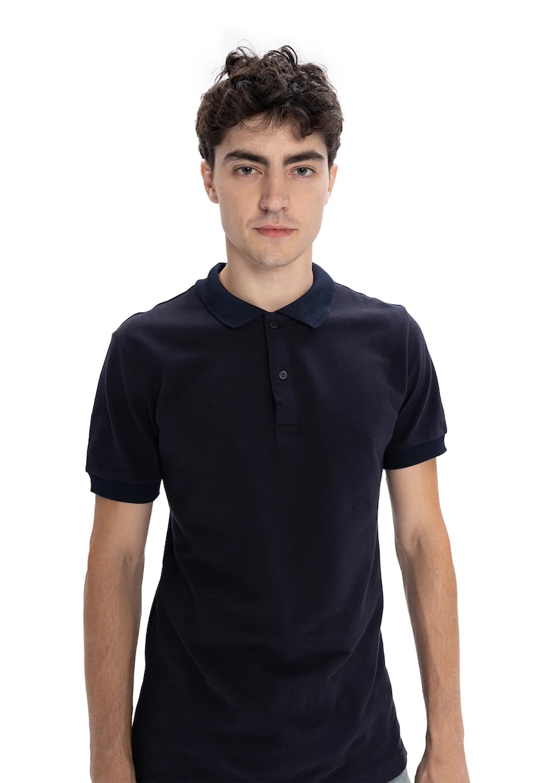 Tricou barbati - tricou polo cu nasturi - albastru - 100% poliester
