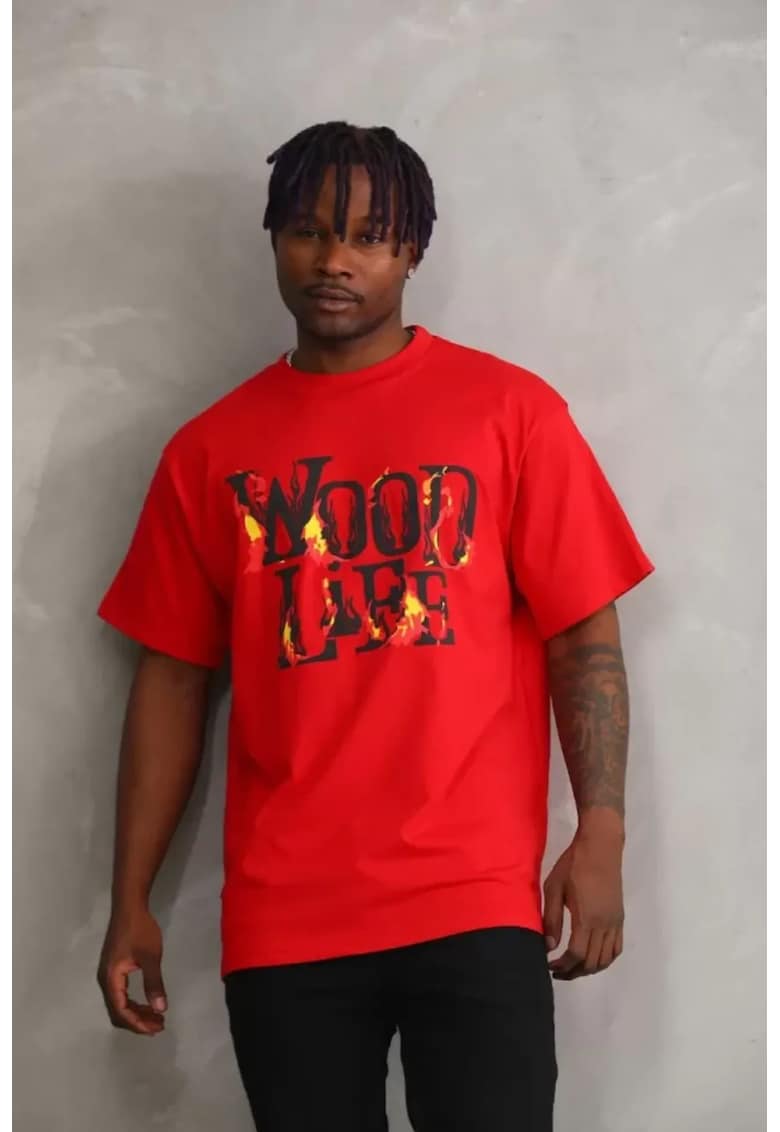Tricou barbati - supradimensionat - rosu - bumbac 85%
