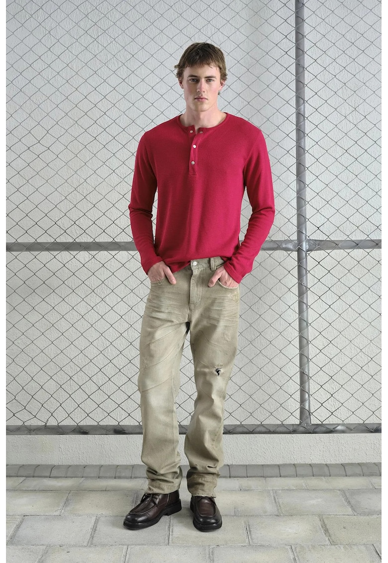 Bluza barbati - Comfort Fit - elastic - rosu - amestec poliester-viscoza -