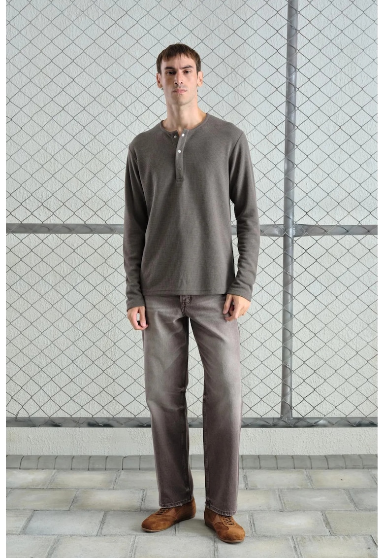 Bluza Barbati Slim Fit - elastic - natural - poliester-viscoza -