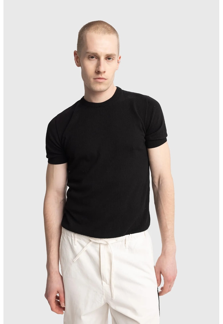Tricou barbati - maneca scurta - elastic - negru - 100% bumbac -